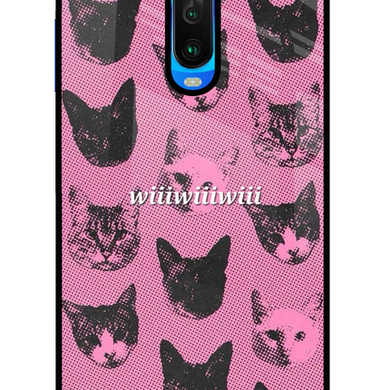 Pink Cats Poco X2 Glass Case Back Cover by Casekaro
