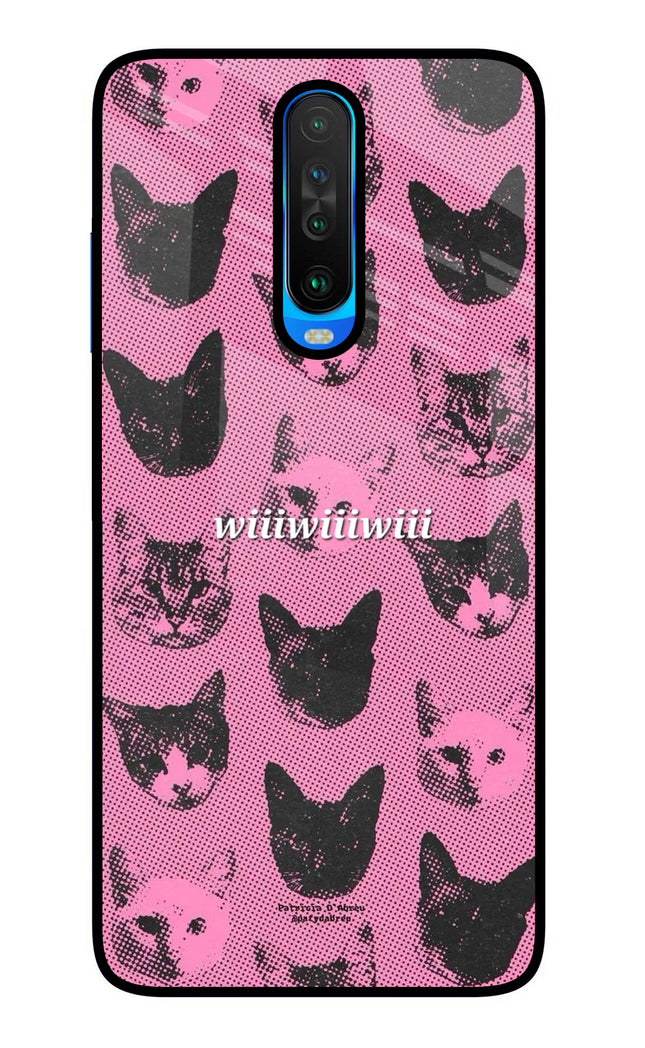 Pink Cats Poco X2 Glass Case Back Cover by Casekaro