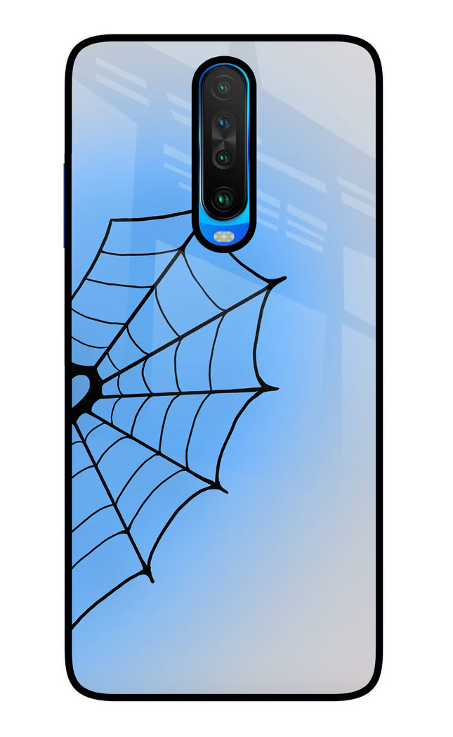 Blue Web Poco X2 Glass Case Back Cover by Casekaro