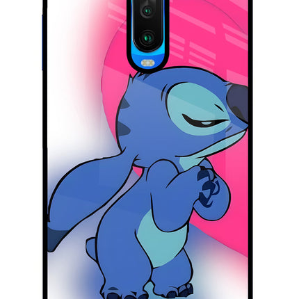Stitch Hug Poco X2 Glass Case Back Cover by Casekaro