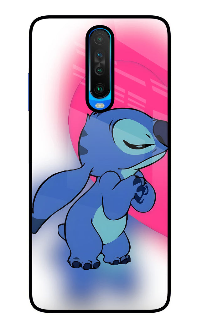Stitch Hug Poco X2 Glass Case Back Cover by Casekaro