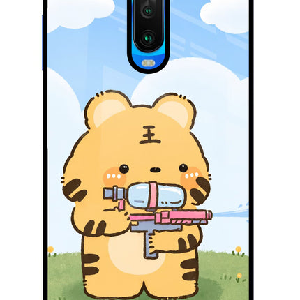 Tiger Treat Poco X2 Glass Case Back Cover by Casekaro