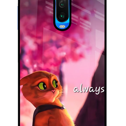 Always Cat Poco X2 Glass Case Back Cover by Casekaro