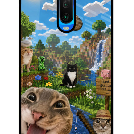 Minecraft Cat Chaos Poco X2 Glass Case Back Cover by Casekaro