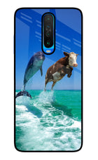 Dolphin vs Cow Poco X2 Glass Case