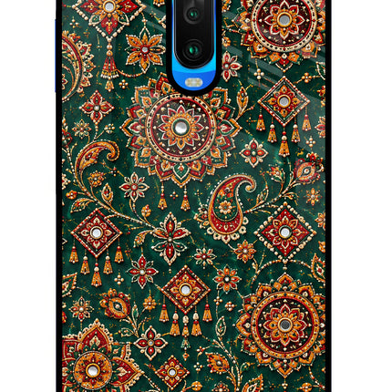 Green Pataka Poco X2 Glass Case
