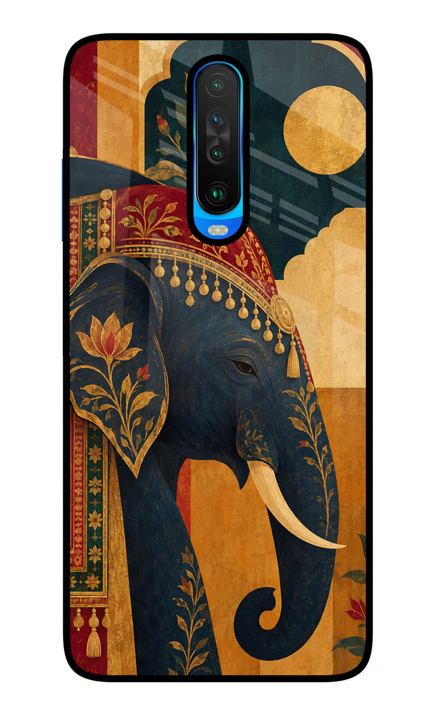Royal Elephant Poco X2 Back Cover, Glass case