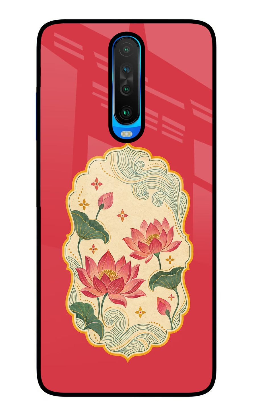 Pink Lotus Poco X2 Back Cover, Glass case