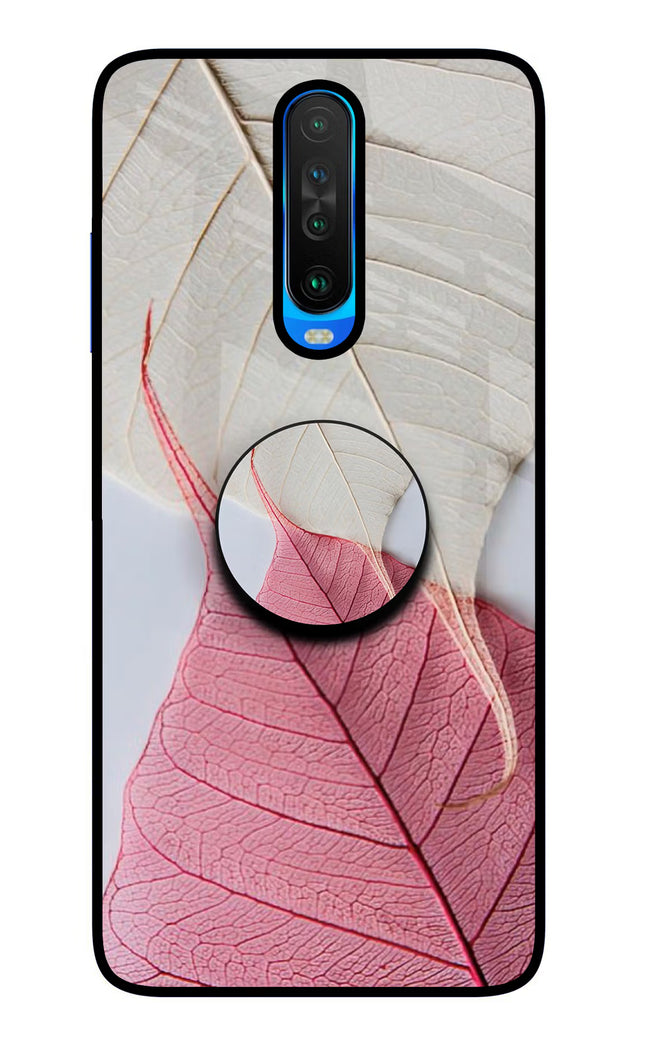 White Pink Leaf Poco X2 Pop Case by Casekaro