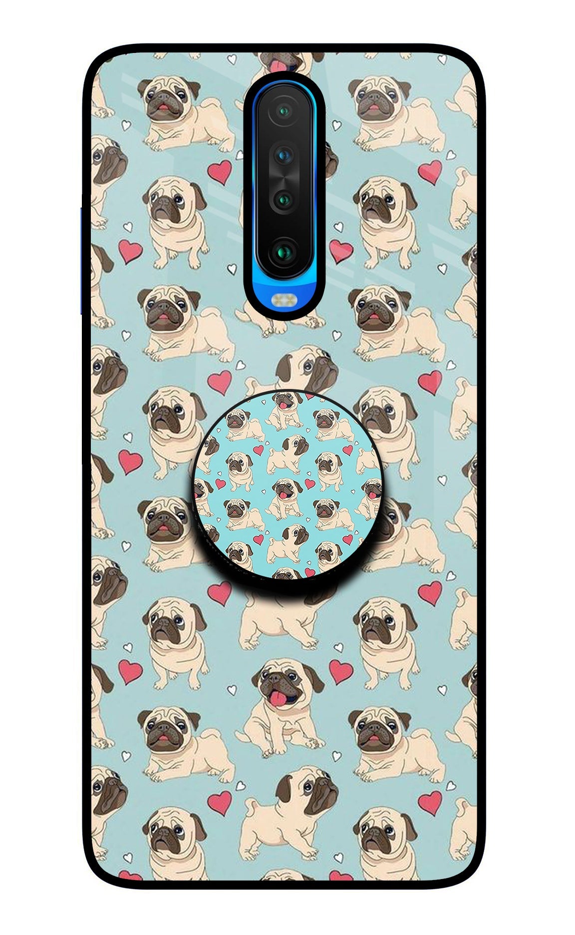 Pug Dog Poco X2 Glass Case