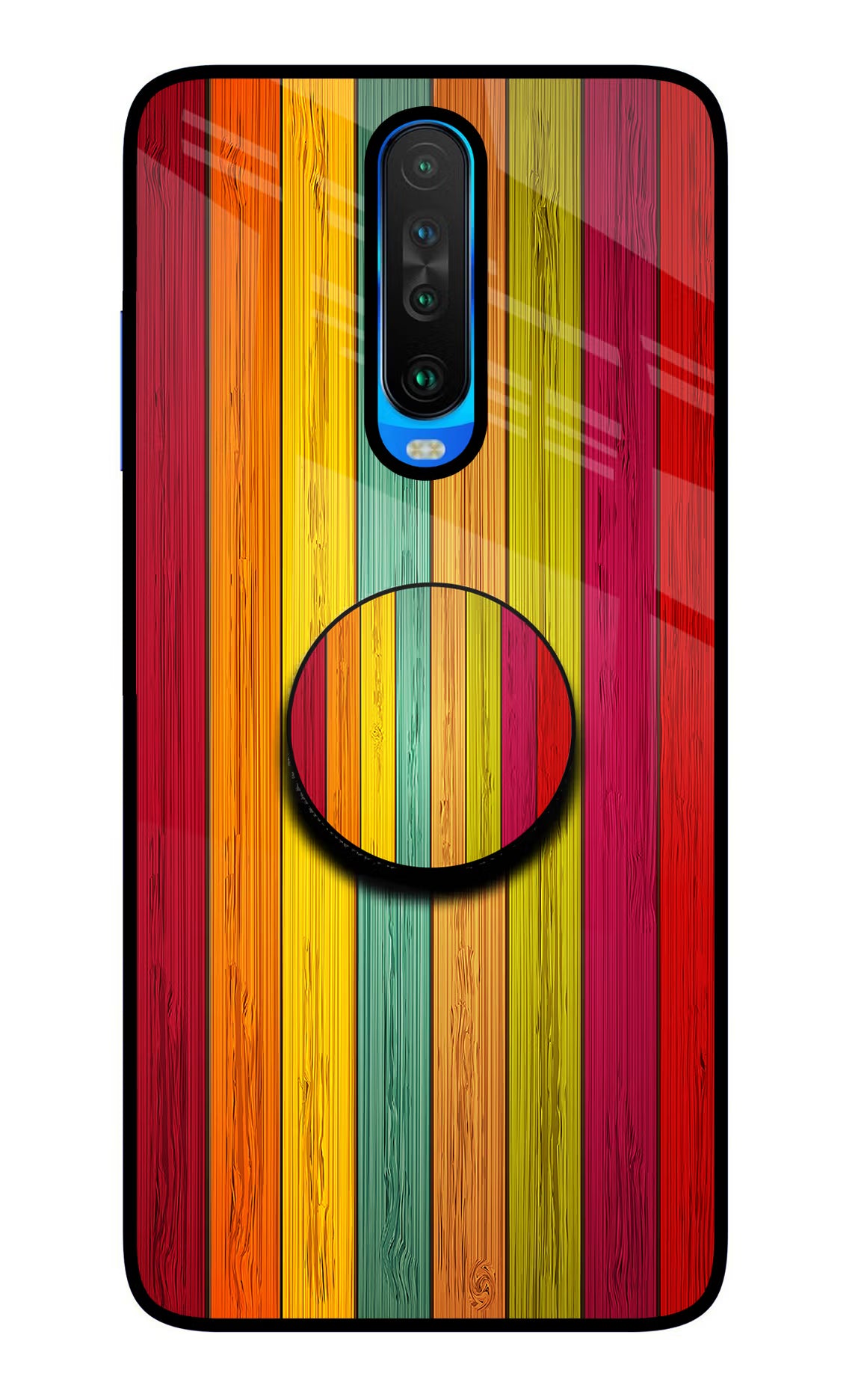 Multicolor Wooden Poco X2 Pop Case by Casekaro