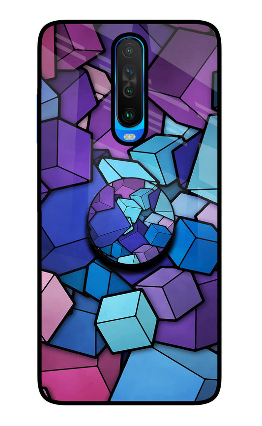 Cubic Abstract Poco X2 Glass Case