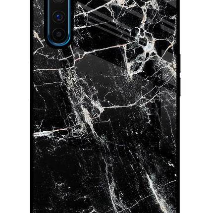 Black Marble Texture Realme 6 Pro Glass Case Back Cover by Casekaro