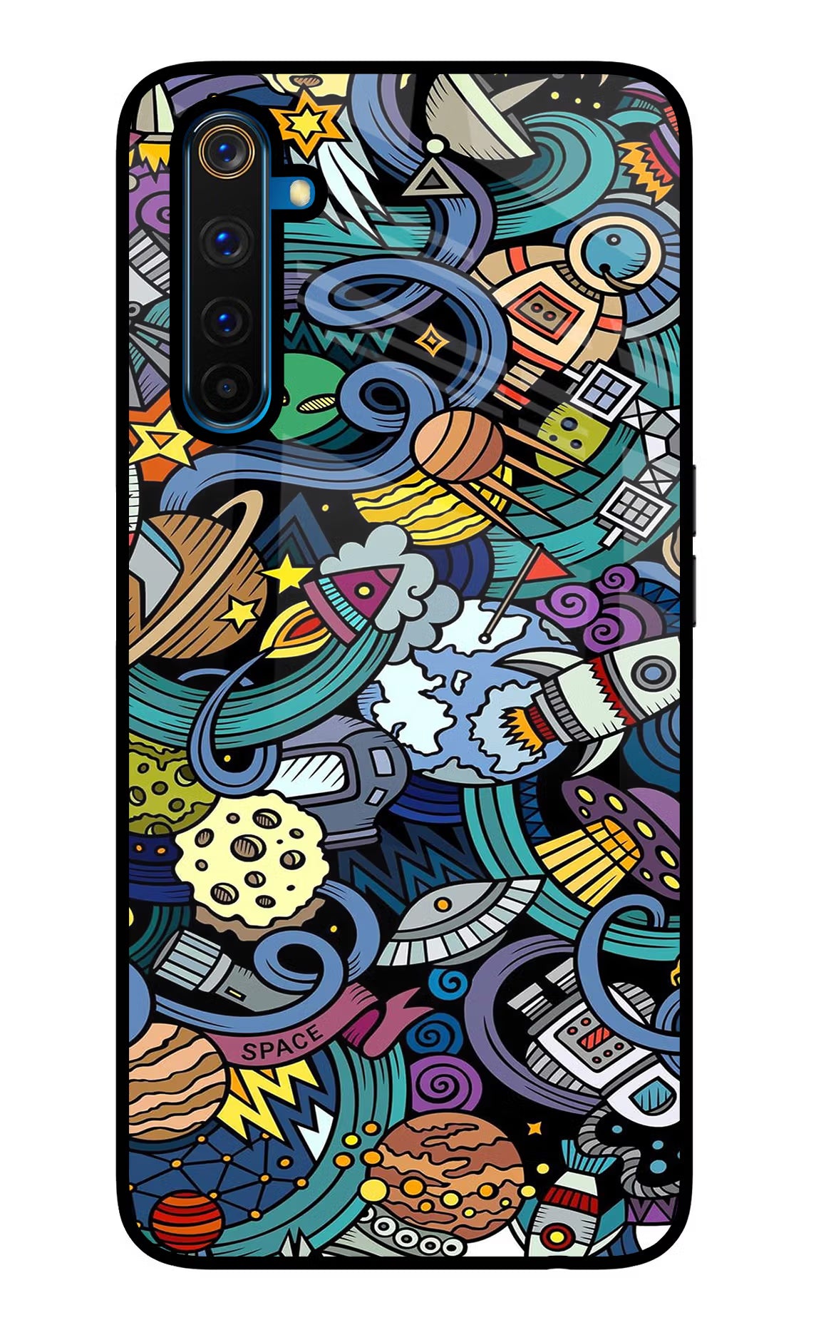 Space Abstract Realme 6 Pro Glass Case Back Cover by Casekaro