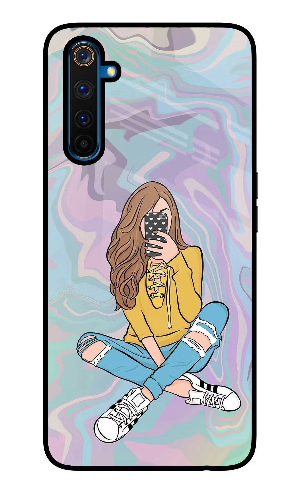 Selfie Girl Realme 6 Pro Glass Case Back Cover by Casekaro