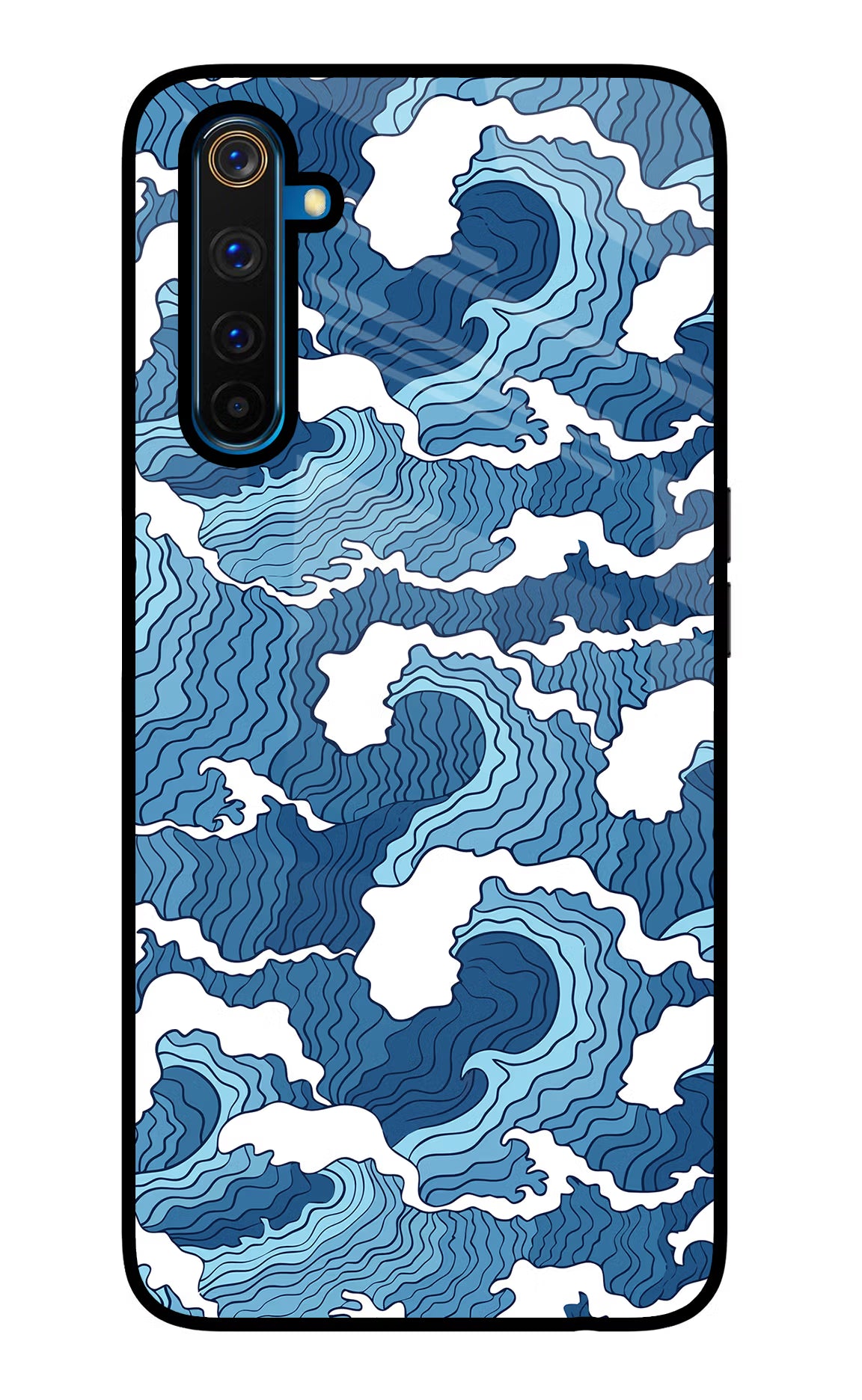 Blue Waves Realme 6 Pro Glass Case Back Cover by Casekaro