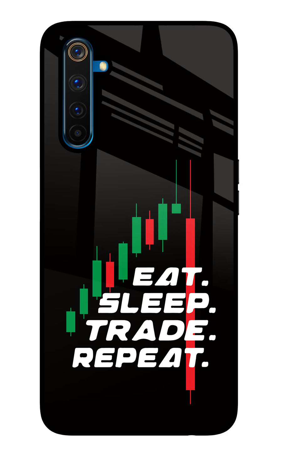Eat Sleep Trade Repeat Realme 6 Pro Back Cover, Glass case