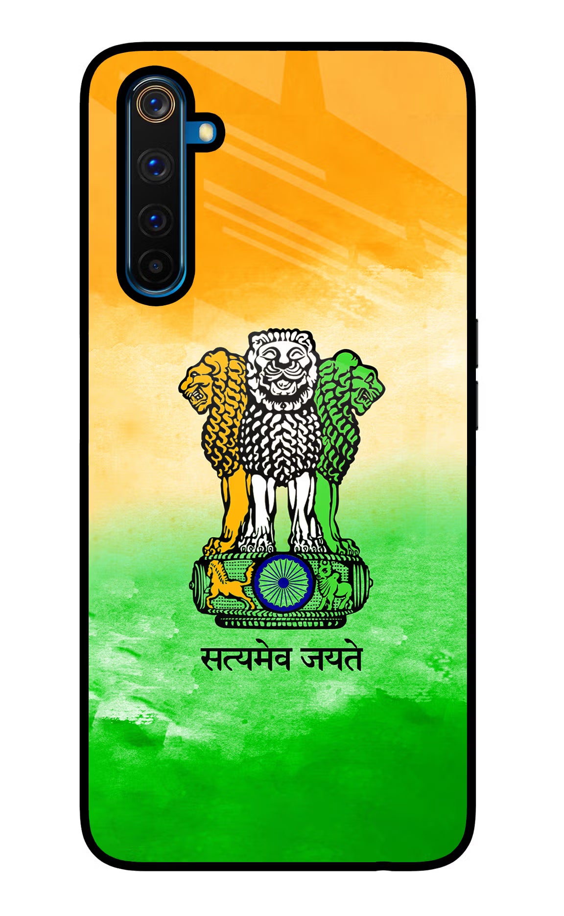 Satyamev Jayate Flag Realme 6 Pro Glass Case Back Cover by Casekaro