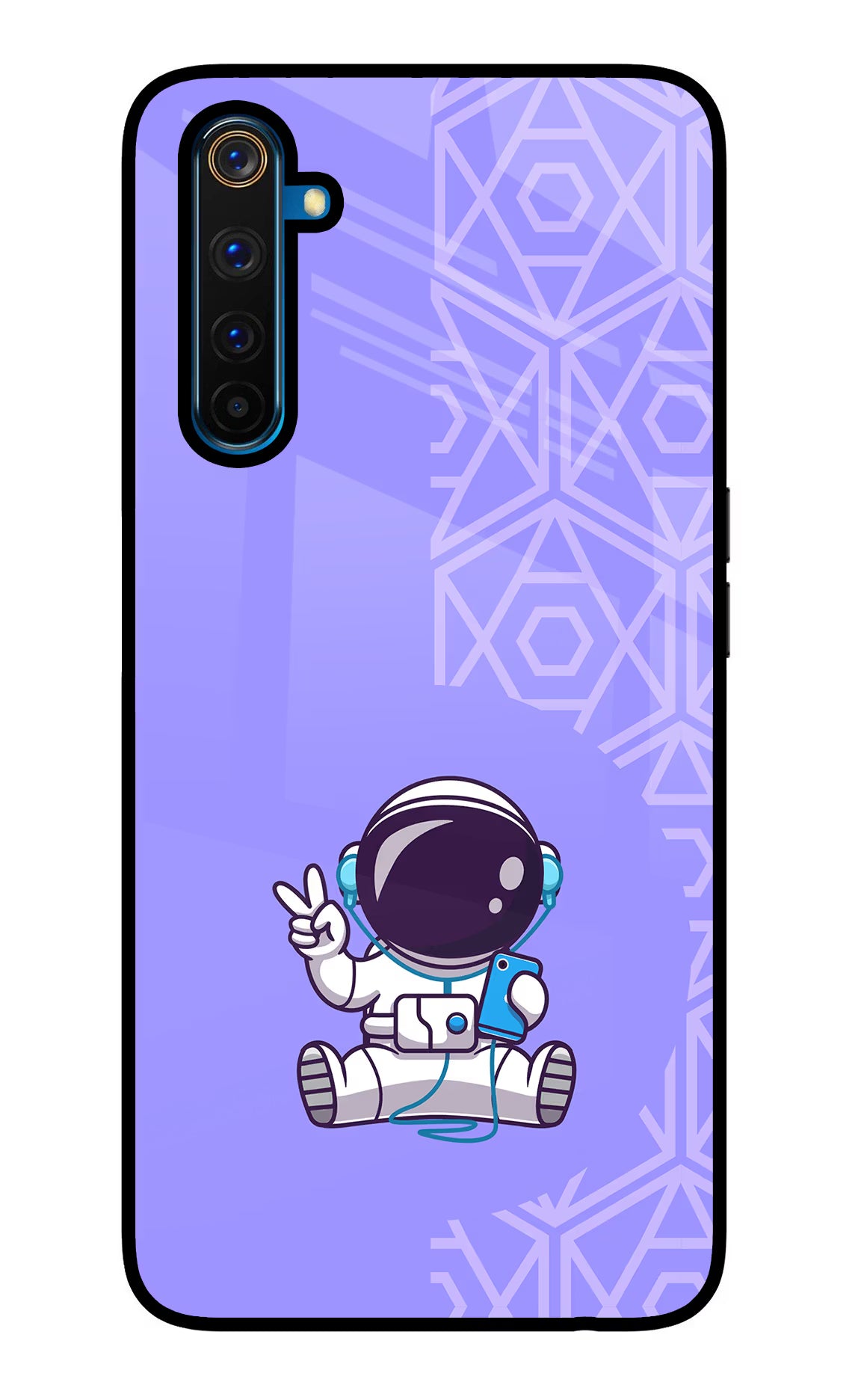 Cute Astronaut Chilling Realme 6 Pro Glass Case Back Cover by Casekaro