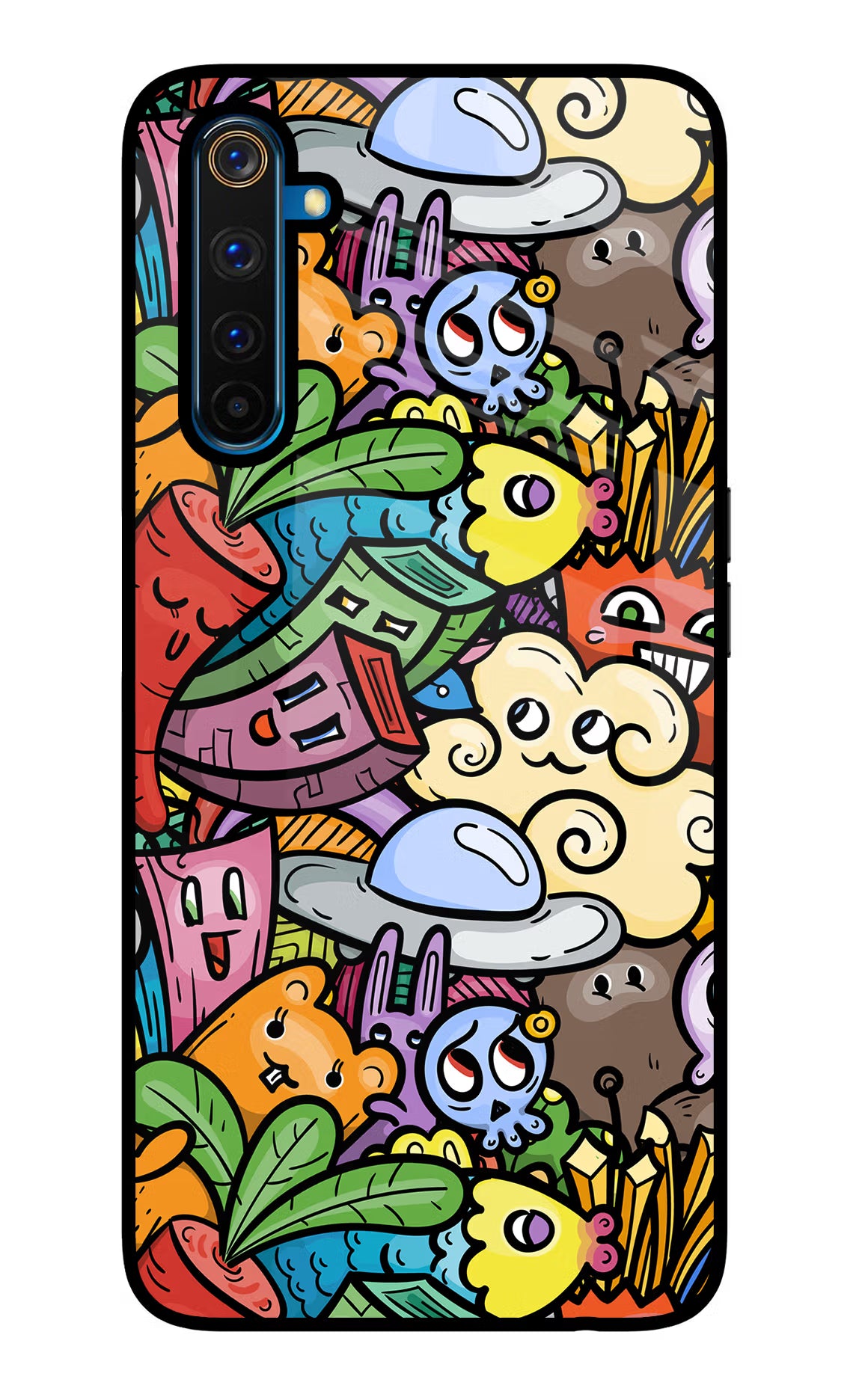 Veggie Doodle Realme 6 Pro Glass Case Back Cover by Casekaro