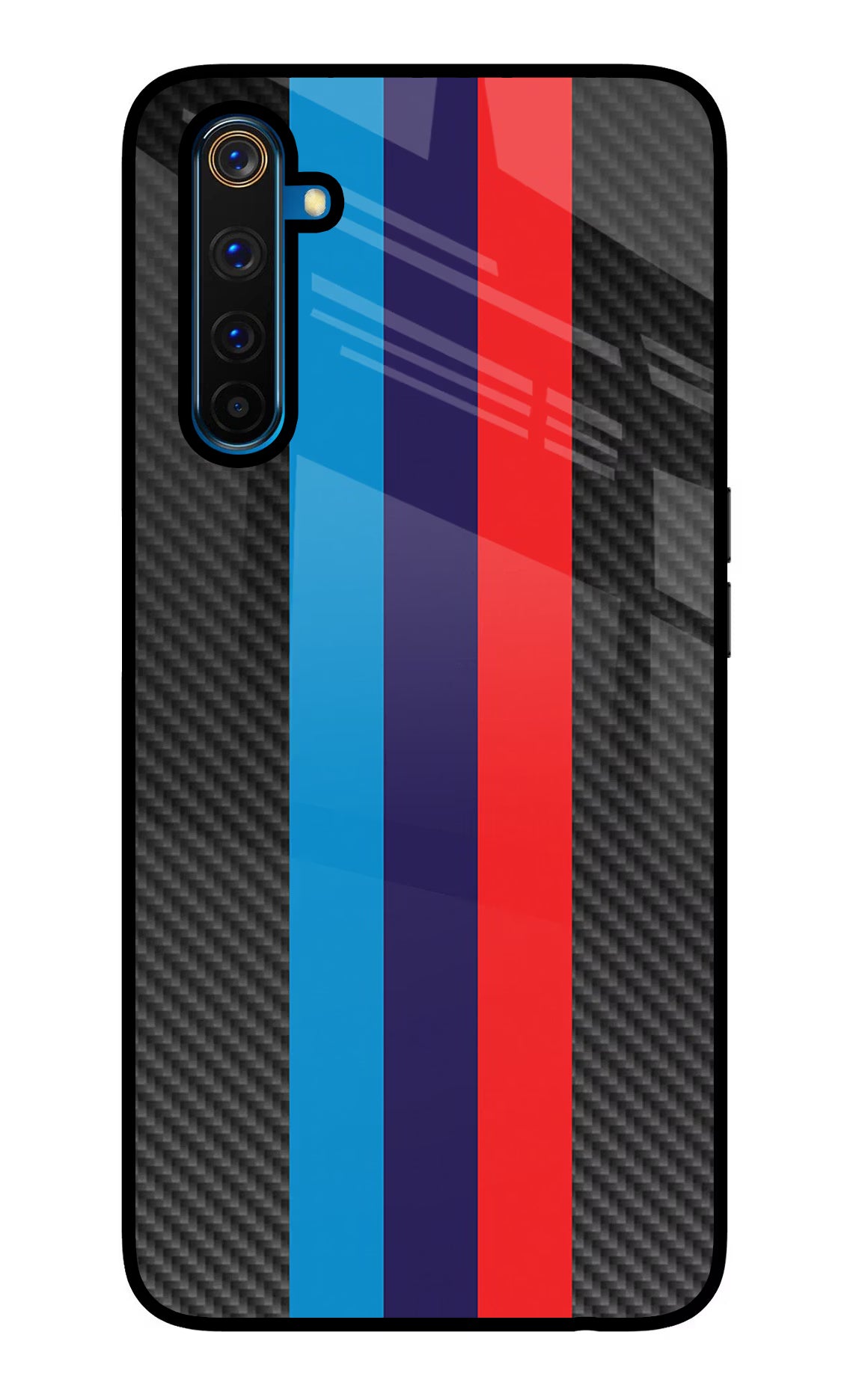BMW Stripes Pattern Realme 6 Pro Glass Case Back Cover by Casekaro
