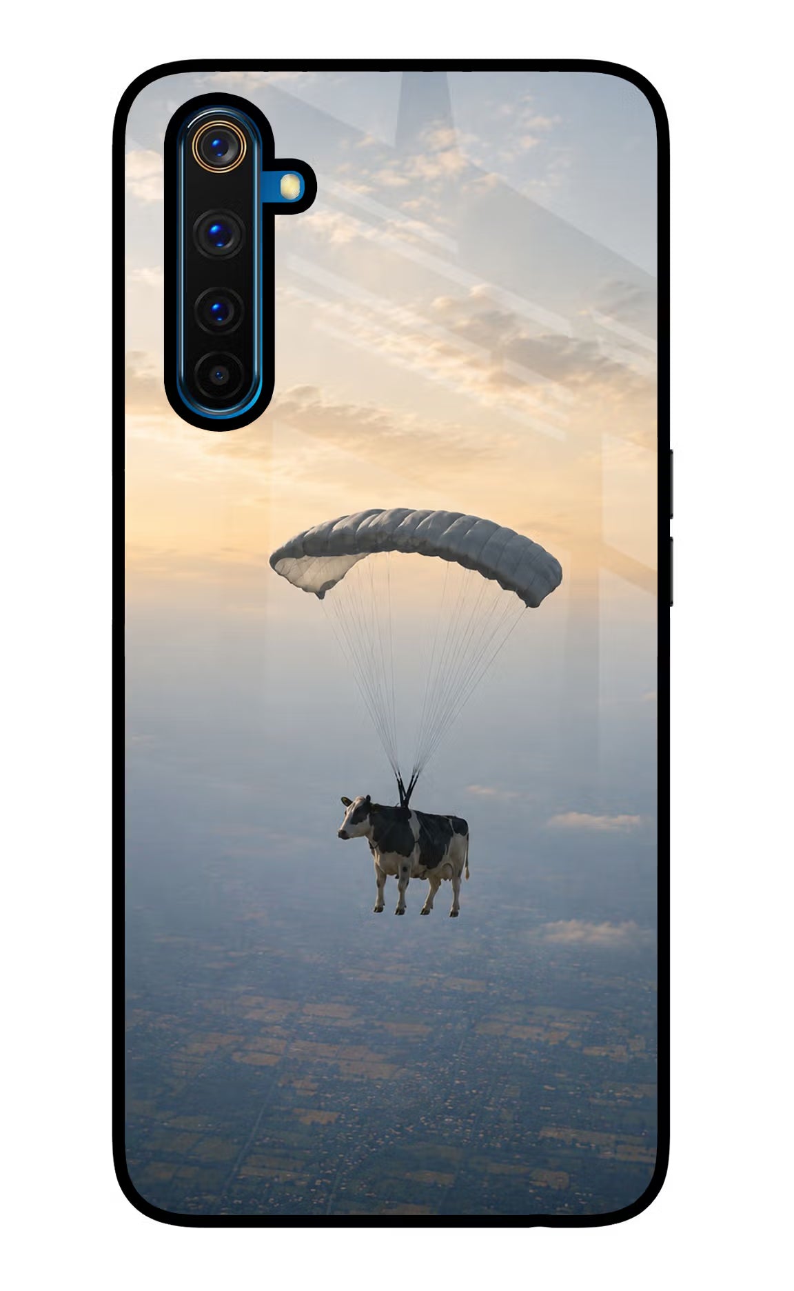 Skydiving Cow Realme 6 Pro Glass Case