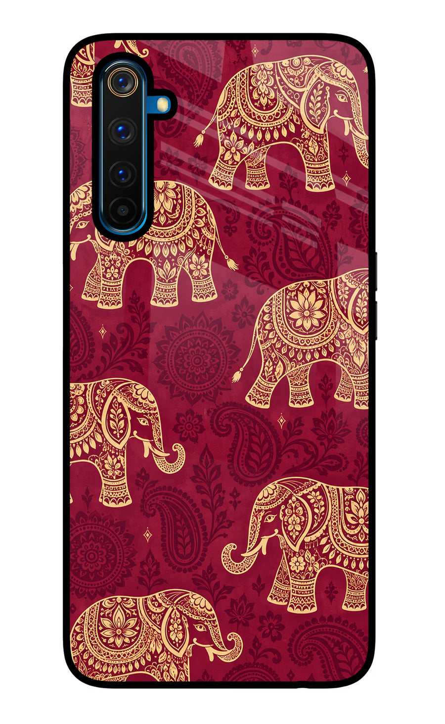 Maroon Elephant Realme 6 Pro Back Cover, Glass case