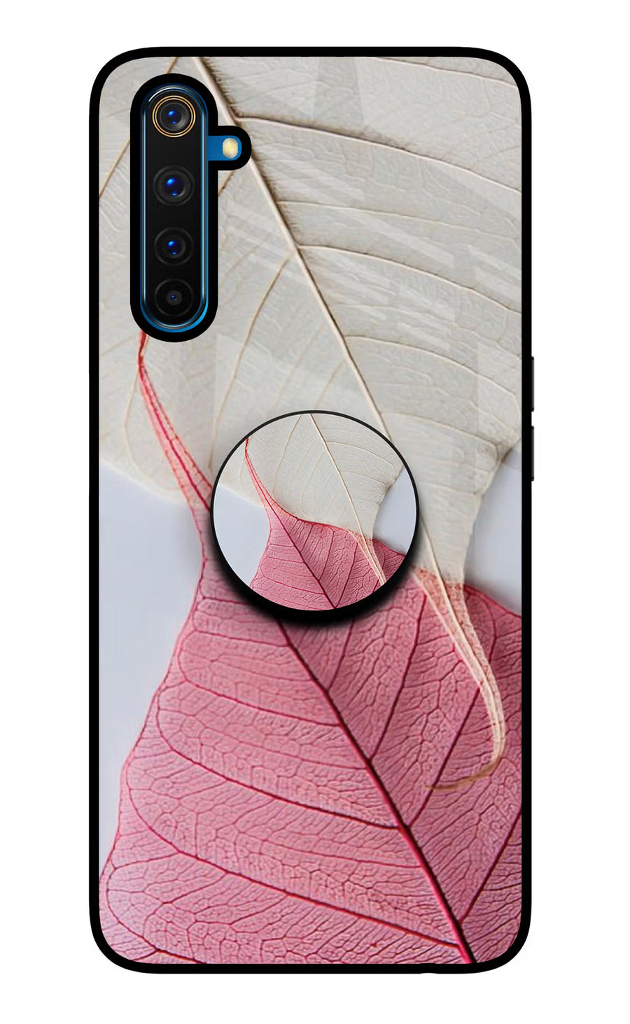 White Pink Leaf Realme 6 Pro Pop Case, Glass case