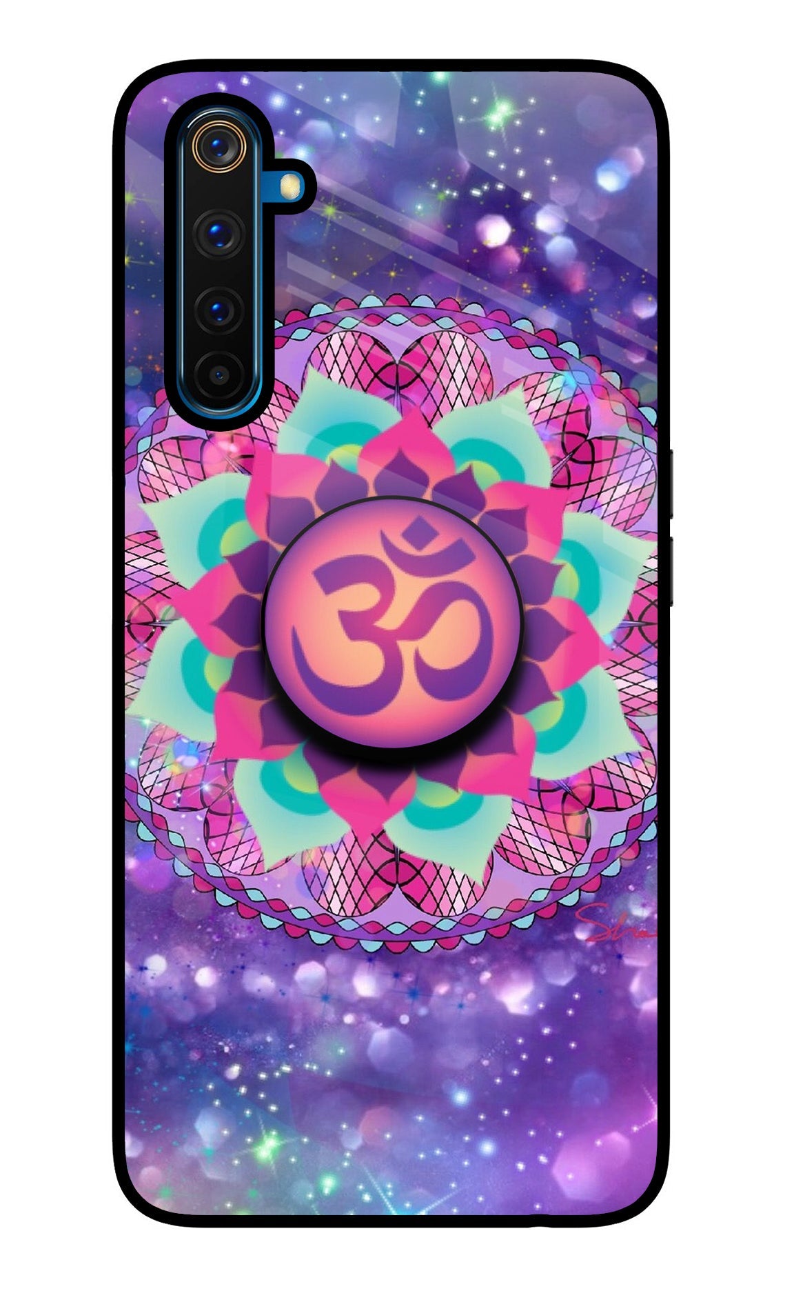 Om Purple Realme 6 Pro Glass Case