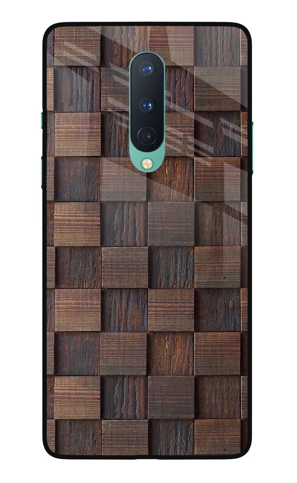 Wooden Cube Design Oneplus 8 Glass Case Back Cover by Casekaro