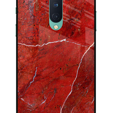 Red Marble Design Oneplus 8 Glass Case