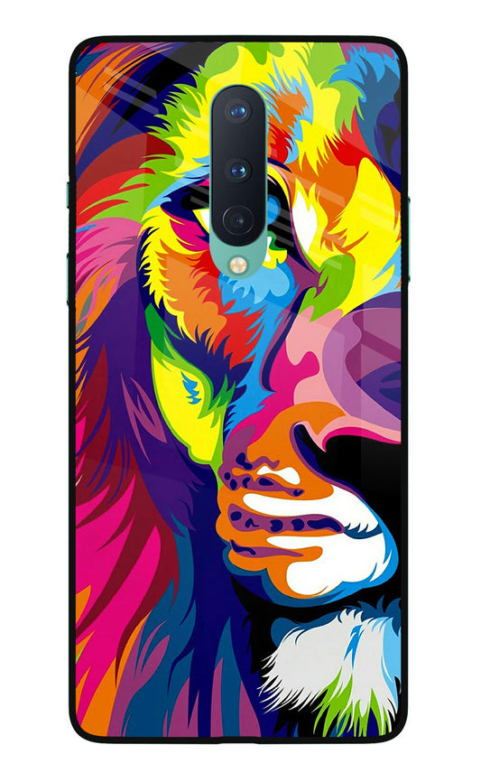 Lion Half Face Oneplus 8 Glass Case