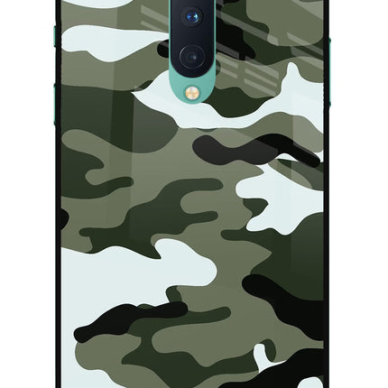 Camouflage Oneplus 8 Glass Case Back Cover by Casekaro