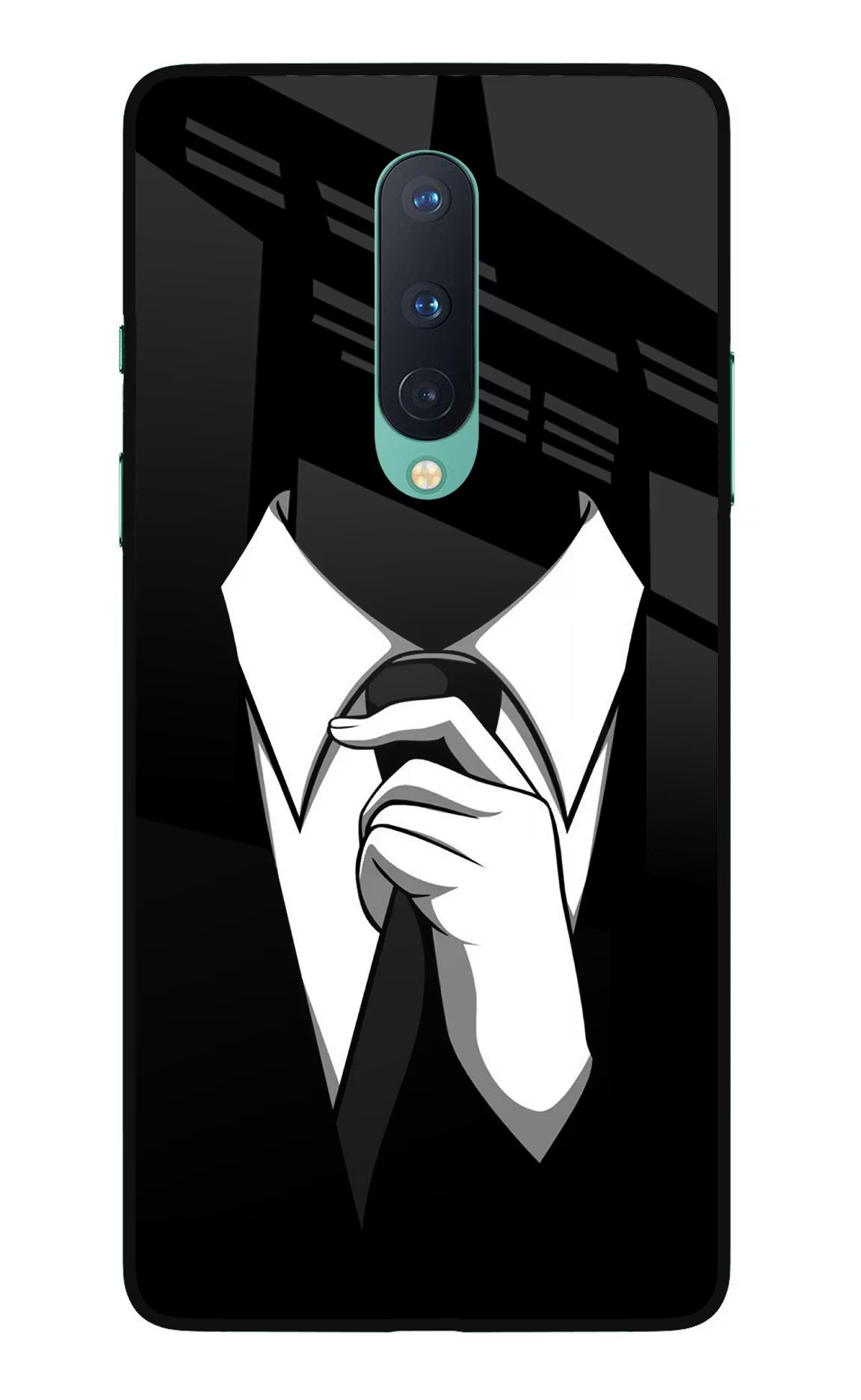 Black Tie Oneplus 8 Glass Case Back Cover by Casekaro