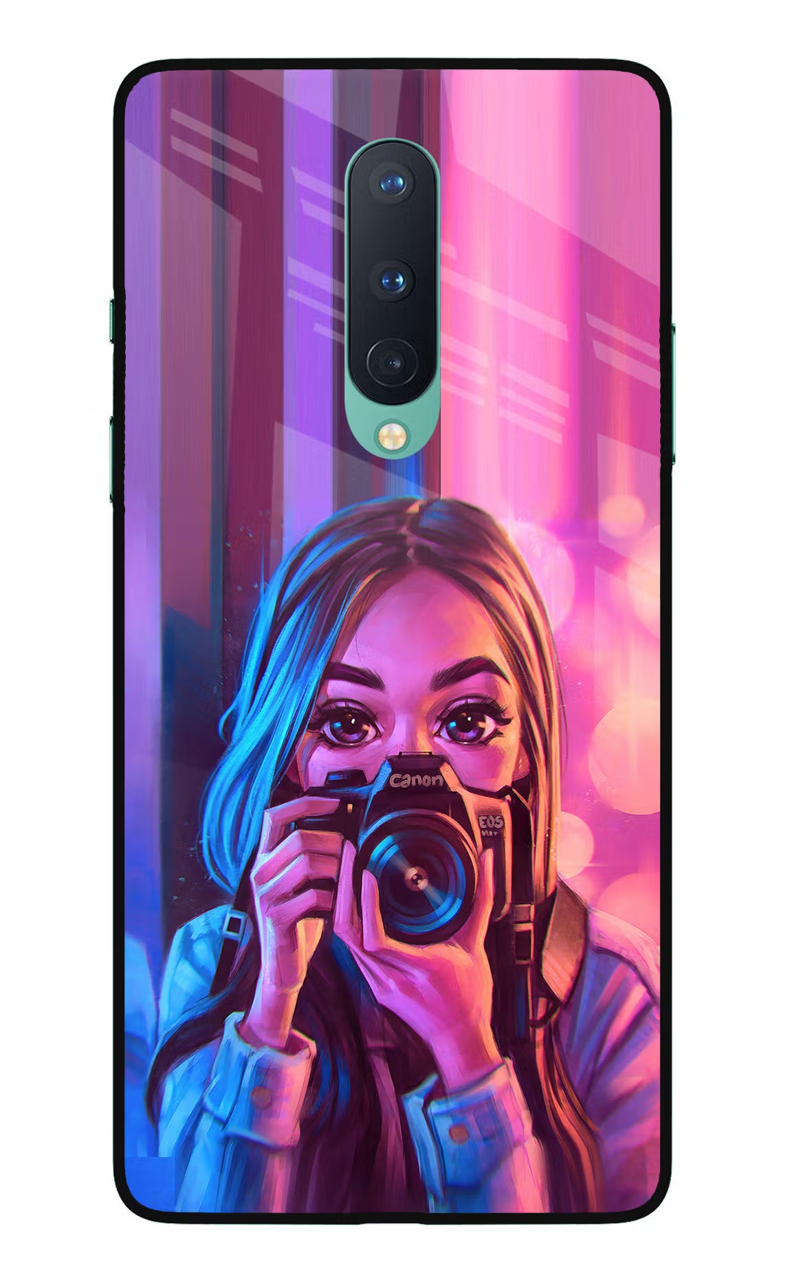 Girl Photographer Oneplus 8 Glass Case Back Cover by Casekaro