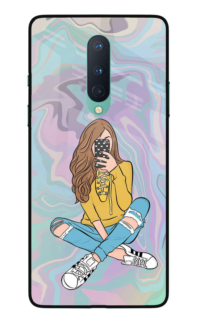 Selfie Girl Oneplus 8 Glass Case