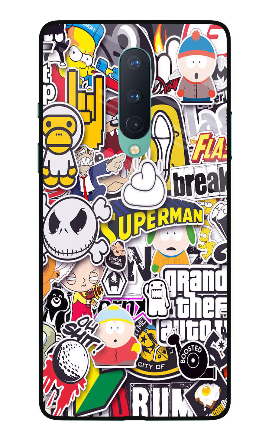 Sticker Bomb Oneplus 8 Back Cover, Glass case