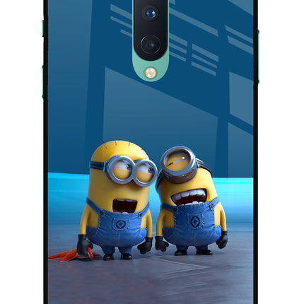 Minion Laughing Oneplus 8 Glass Case Back Cover by Casekaro