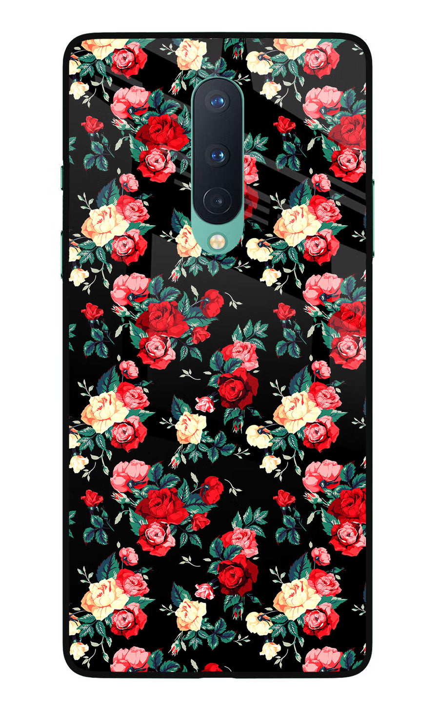 Rose Pattern Oneplus 8 Back Cover, Glass case