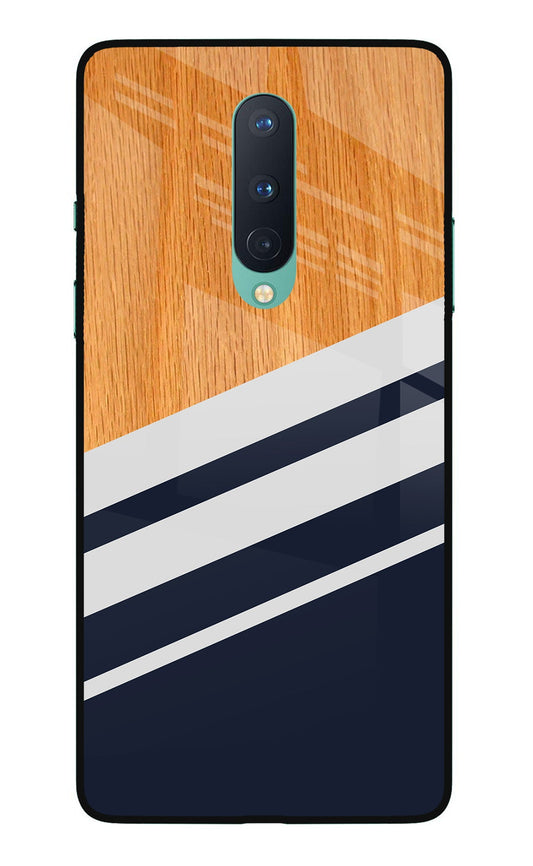 Blue and white wooden Oneplus 8 Glass Case