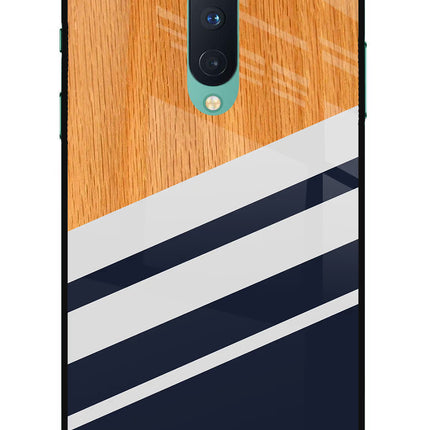 Blue and white wooden Oneplus 8 Glass Case