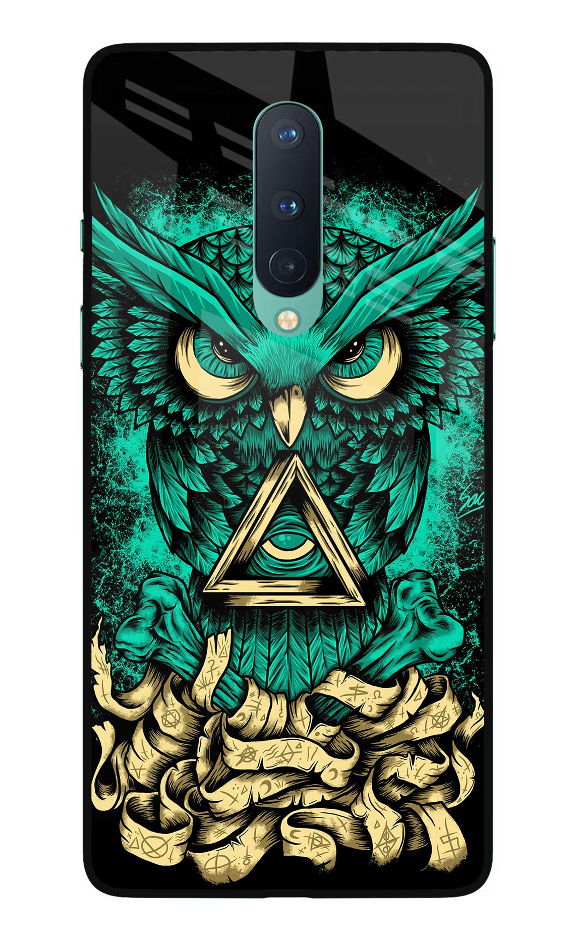 Green Owl Oneplus 8 Glass Case Back Cover by Casekaro