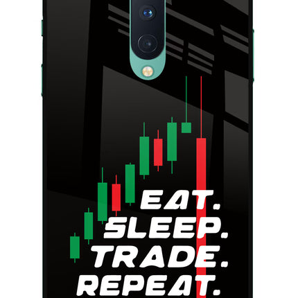 Eat Sleep Trade Repeat Oneplus 8 Glass Case