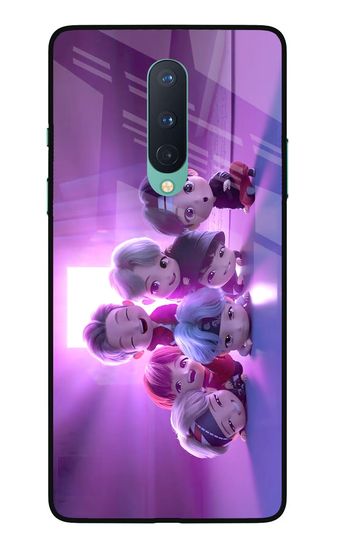 BTS Chibi Oneplus 8 Glass Case Back Cover by Casekaro