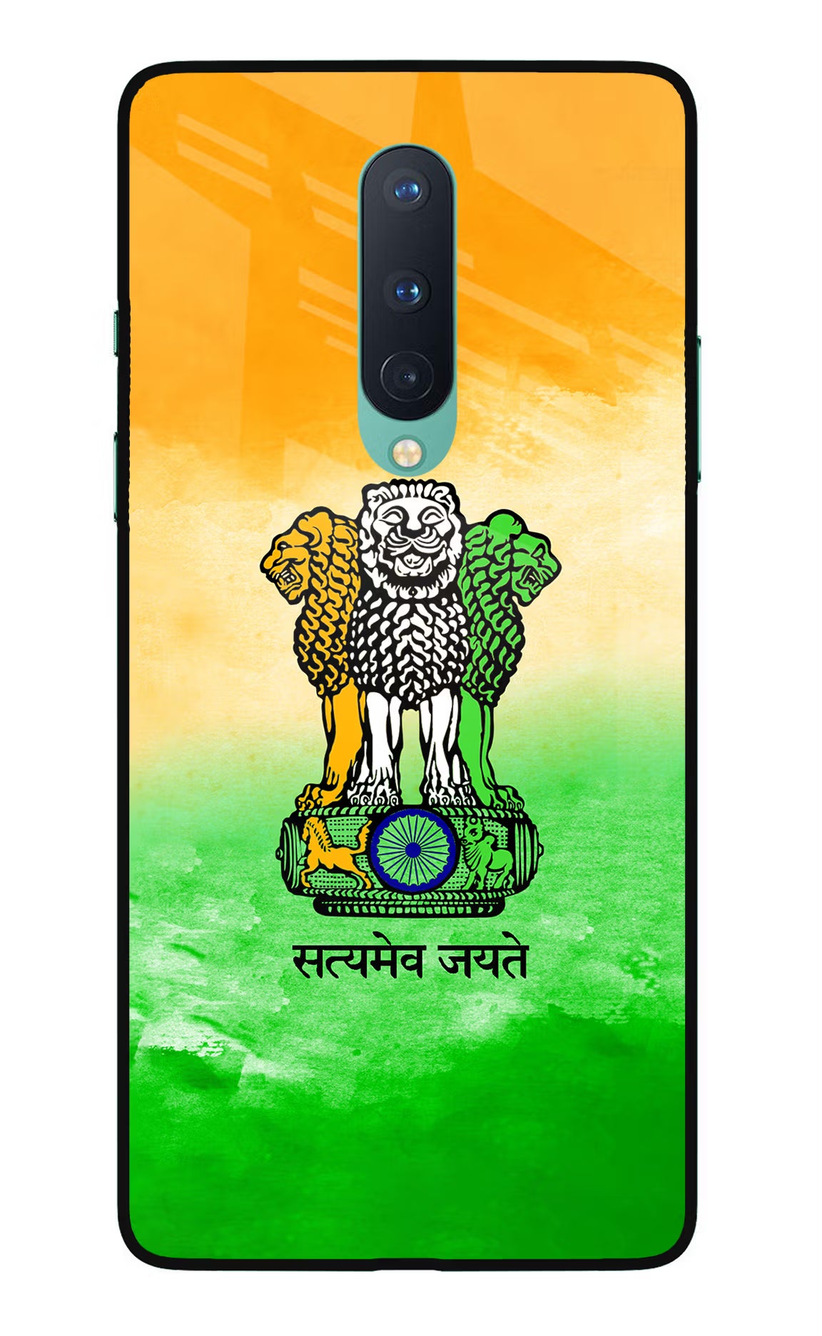 Satyamev Jayate Flag Oneplus 8 Glass Case Back Cover by Casekaro