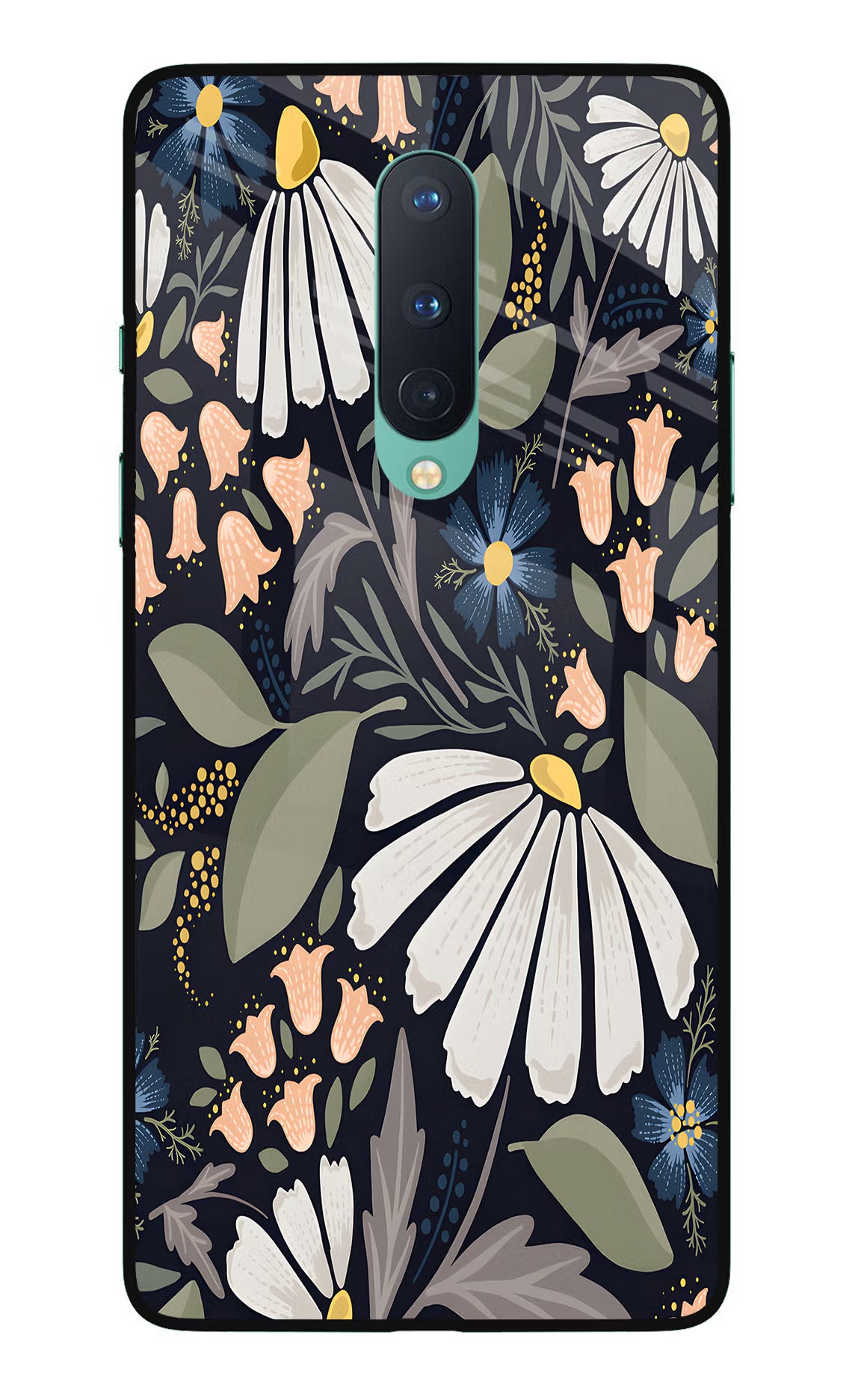 Flowers Art Oneplus 8 Glass Case Back Cover by Casekaro