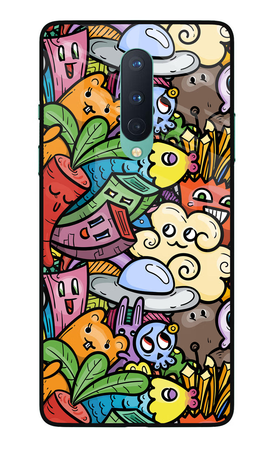 Veggie Doodle Oneplus 8 Back Cover, Glass case