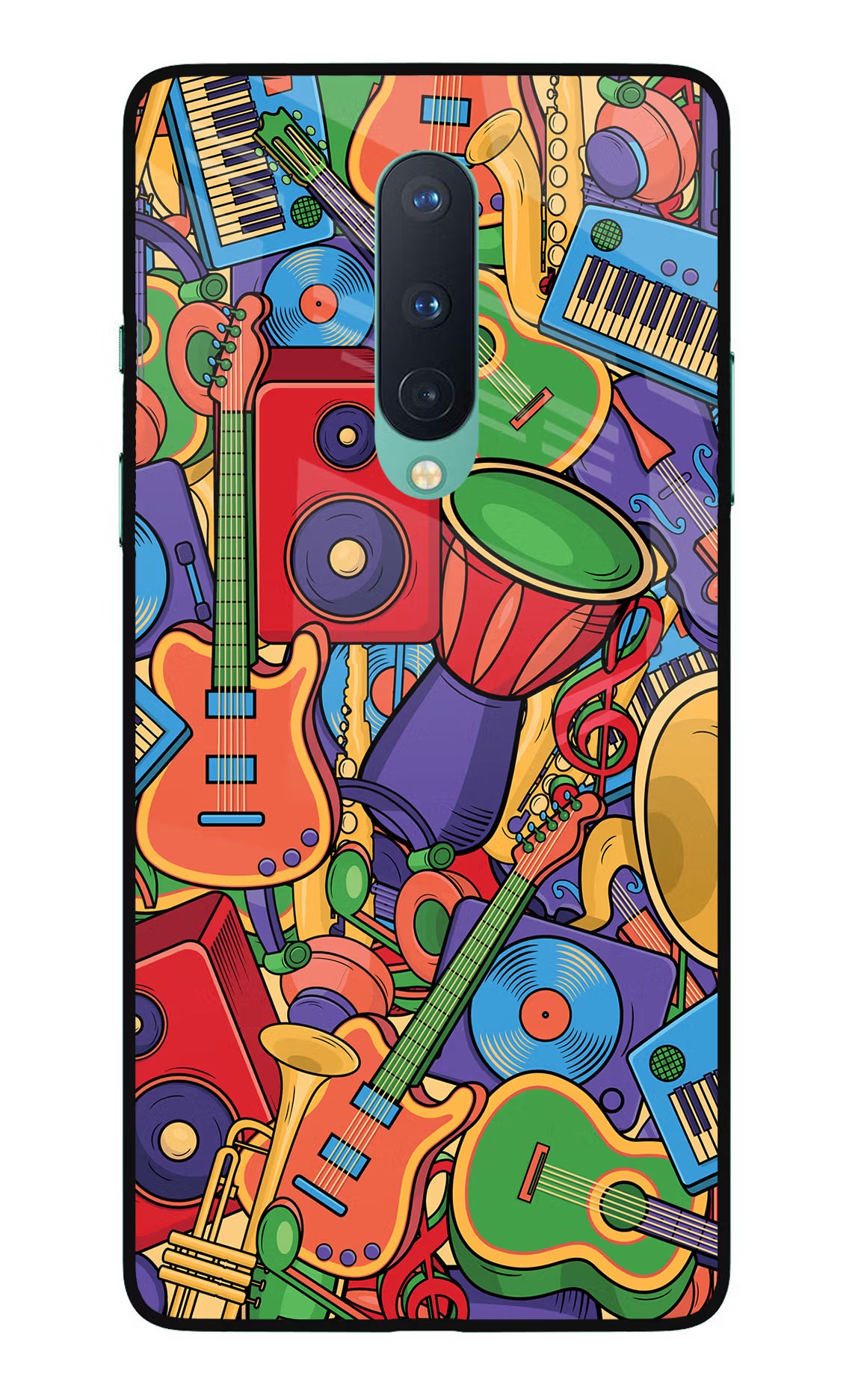 Music Instrument Doodle Oneplus 8 Glass Case Back Cover by Casekaro