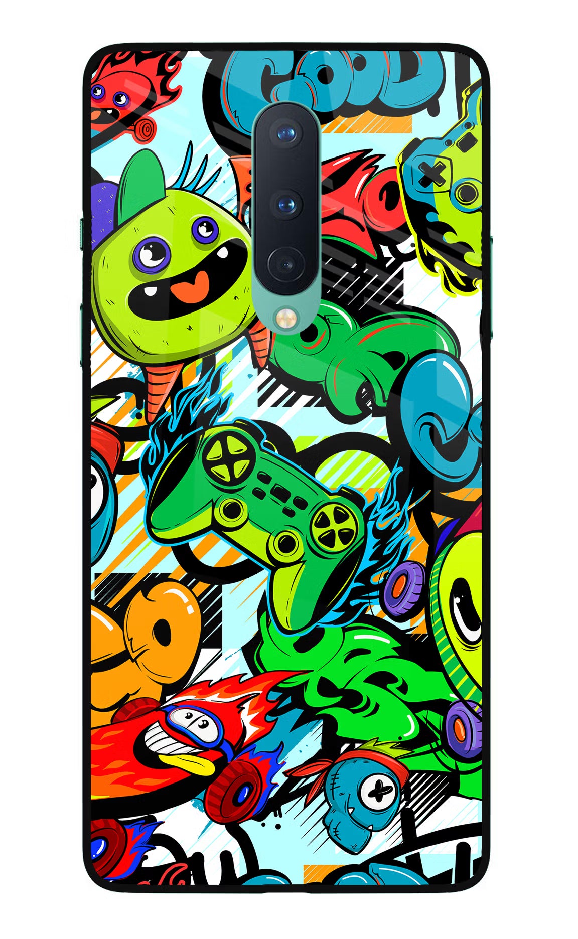 Game Doodle Oneplus 8 Glass Case Back Cover by Casekaro