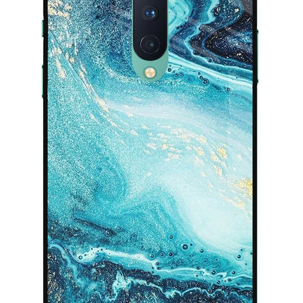 Blue Glitter Marble Oneplus 8 Glass Case